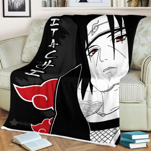 Plaid Akatsuki Itachi Naruto Couverture Plaid Polaire Plaid Canapé – Image 2