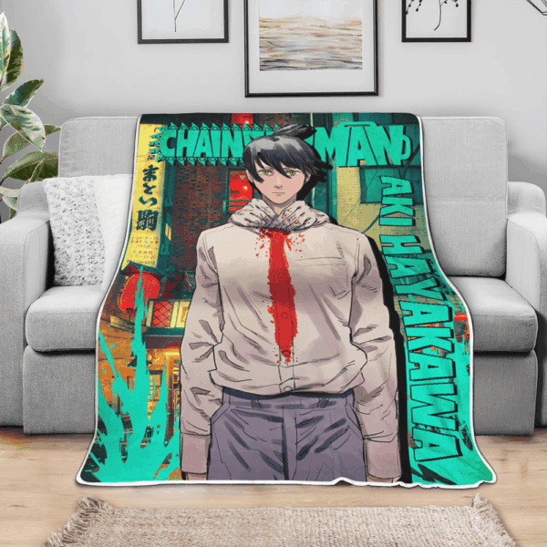 Plaid Aki Hayakawa Chainsaw Man 01 Couverture Plaid Polaire Plaid Canapé – Image 3