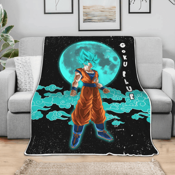 Plaid Goku Blue Dragon Ball DBZ 02 Couverture Plaid Polaire Plaid Canapé – Image 3