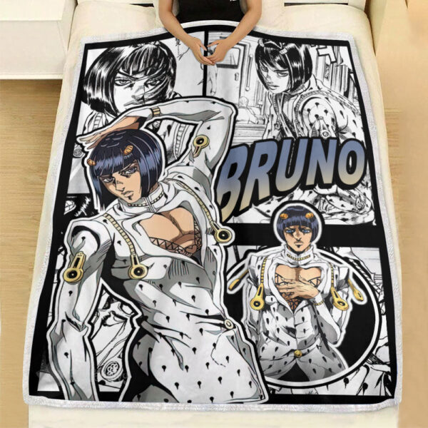 Plaid Bruno Bucciarati JJBA JoJo's bizarre adventure Couverture Plaid Polaire Plaid Canapé – Image 2