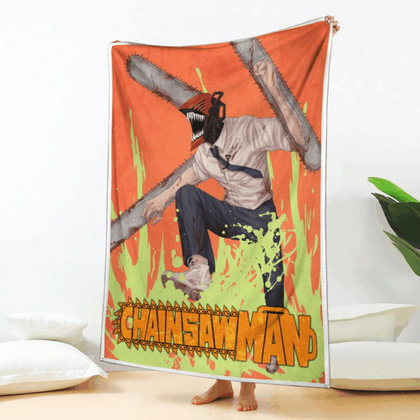 Plaid Denji Chainsaw Man 01 Couverture Plaid Polaire Plaid Canapé – Image 2