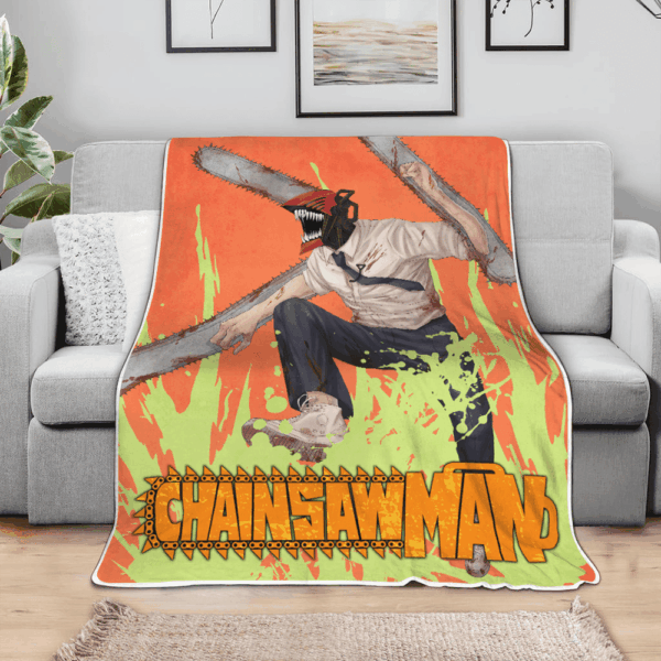 Plaid Denji Chainsaw Man 01 Couverture Plaid Polaire Plaid Canapé – Image 3