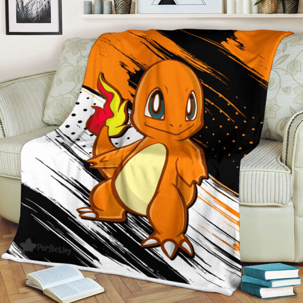 Plaid Pokémon Salamèche Couverture Plaid Polaire Plaid Canapé – Image 2