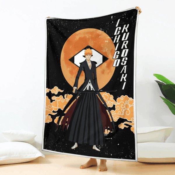 Plaid Ichigo Kurosaki Bleach 02 Couverture Plaid Polaire Plaid Canapé – Image 2