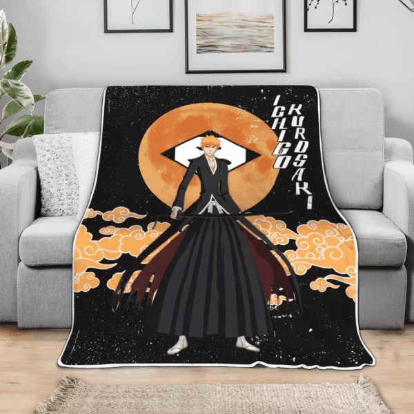 Plaid Ichigo Kurosaki Bleach 02 Couverture Plaid Polaire Plaid Canapé – Image 3