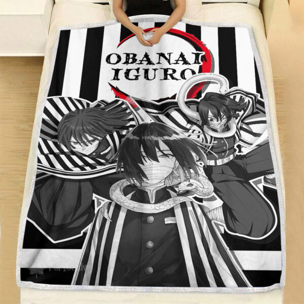 Plaid Obanai Iguro Demon Slayer 01 Couverture Plaid Polaire Plaid Canapé – Image 3