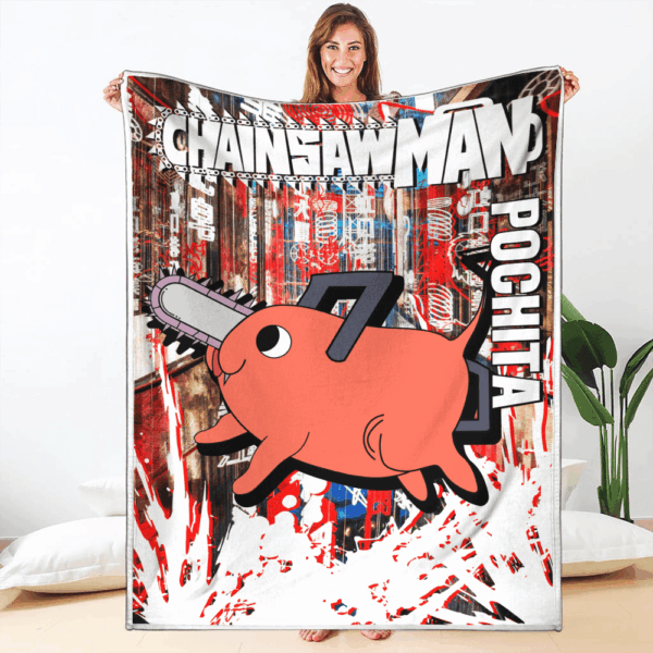 Plaid Pochita Chainsaw Man 02 Couverture Plaid Polaire Plaid Canapé