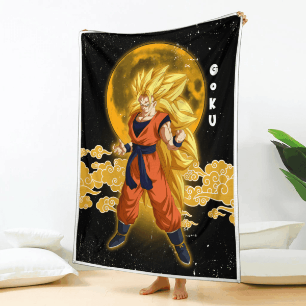 Plaid Goku Super Saiyan SSJ 3 Dragon Ball DBZ Couverture Plaid Polaire Plaid Canapé – Image 2