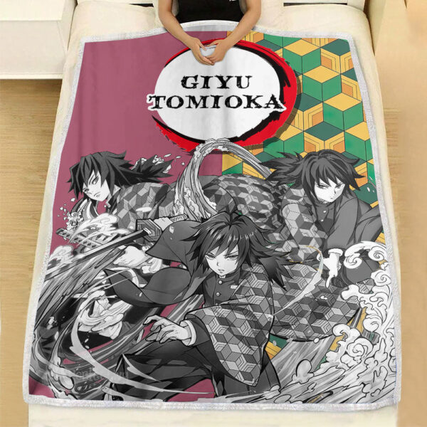 Plaid Giyu Tomioka Demon Slayer Couverture Plaid Polaire Plaid Canapé – Image 3