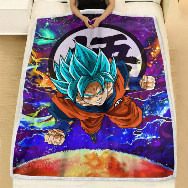 Plaid Goku Blue Dragon Ball DBZ 01 Couverture Plaid Polaire Plaid Canapé – Image 3