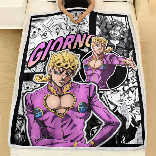 Plaid Giorno Giovanna JJBA JoJo's bizarre adventure Couverture Plaid Polaire Plaid Canapé – Image 2