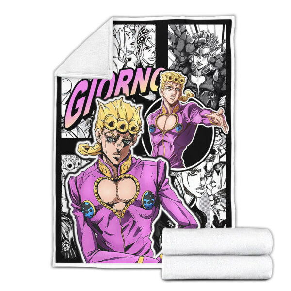 Plaid Giorno Giovanna JJBA JoJo's bizarre adventure Couverture Plaid Polaire Plaid Canapé – Image 3