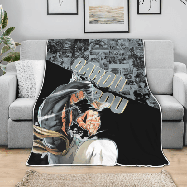 Plaid Garou One Punch Man Couverture Plaid Polaire Plaid Canapé – Image 3