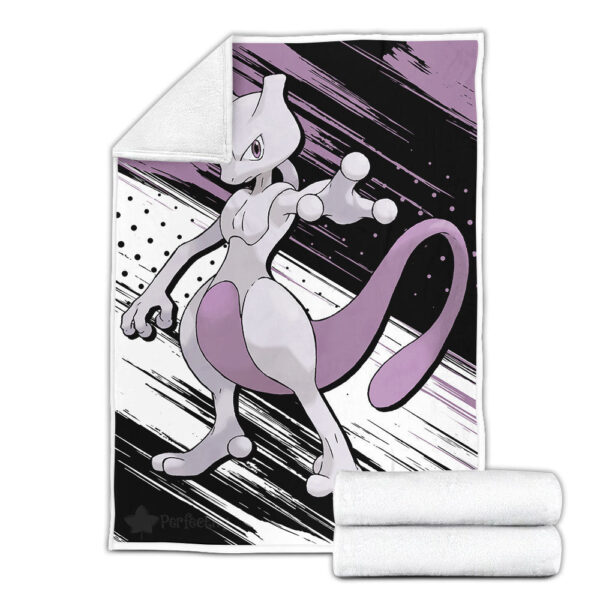 Plaid Pokémon Mewtwo Couverture Plaid Polaire Plaid Canapé – Image 3