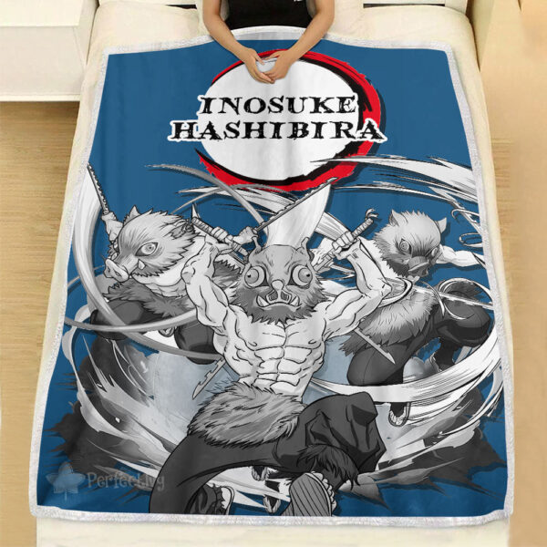 Plaid Inosuke Demon Slayer Couverture Plaid Polaire Plaid Canapé – Image 3