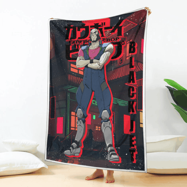 Plaid Jet Black Cowboy Bebop Couverture Plaid Polaire Plaid Canapé – Image 2