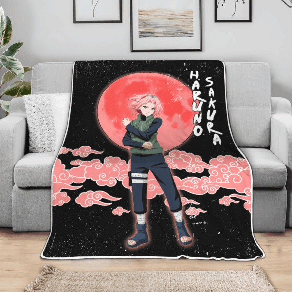 Plaid Haruno Sakura Naruto 02 Couverture Plaid Polaire Plaid Canapé – Image 3