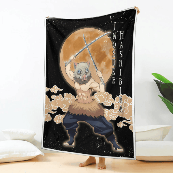 Plaid Inosuke Hashibira Demon Slayer Couverture Plaid Polaire Plaid Canapé – Image 2