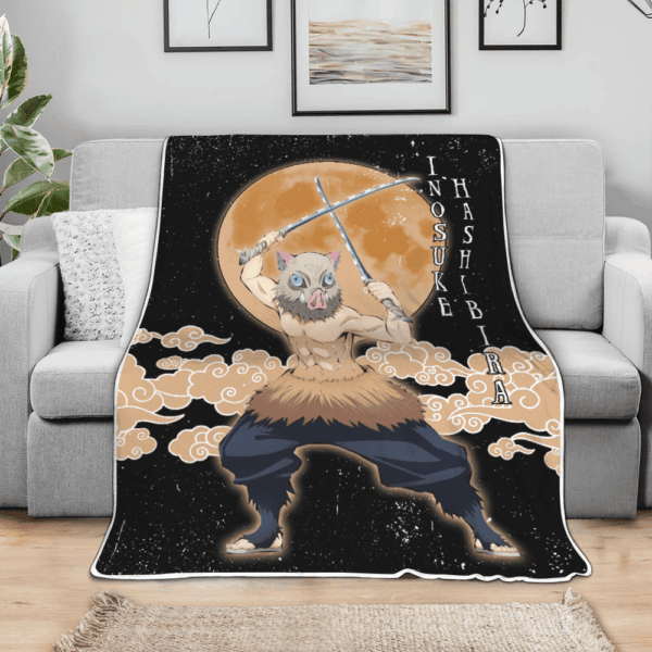 Plaid Inosuke Hashibira Demon Slayer Couverture Plaid Polaire Plaid Canapé – Image 3