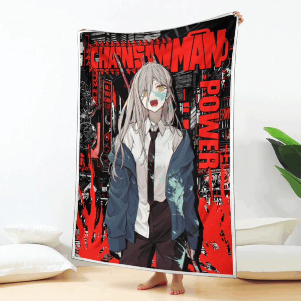 Plaid Power Chainsaw Man 02 Couverture Plaid Polaire Plaid Canapé – Image 2