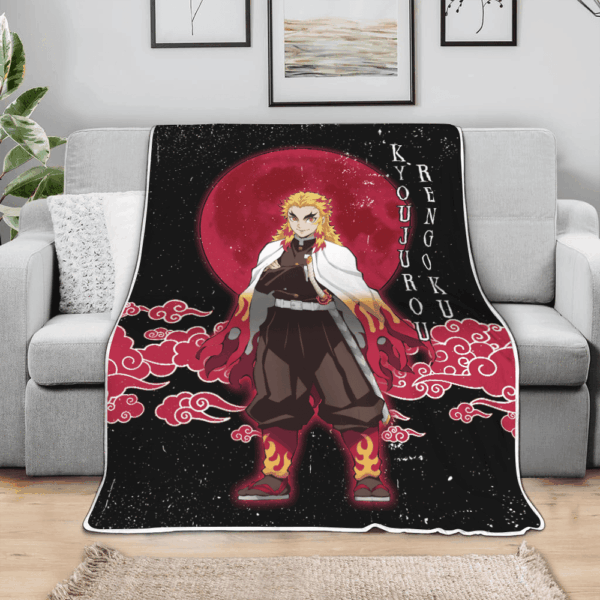 Plaid Kyoujurou Rengoku Demon Slayer Couverture Plaid Polaire Plaid Canapé – Image 3