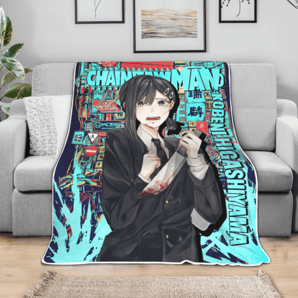 Plaid Kobeni Higashiyama Chainsaw Man 01 Couverture Plaid Polaire Plaid Canapé – Image 3