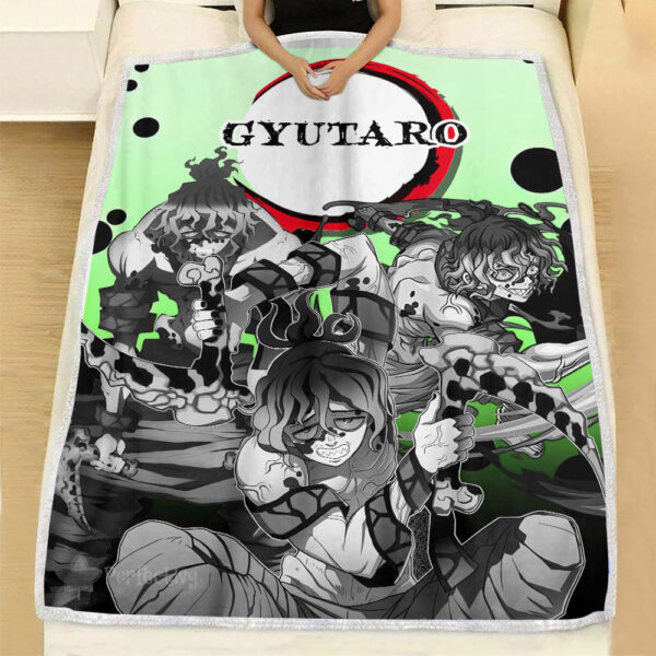 Plaid Gyutaro Demon Slayer Couverture Plaid Polaire Plaid Canapé – Image 3