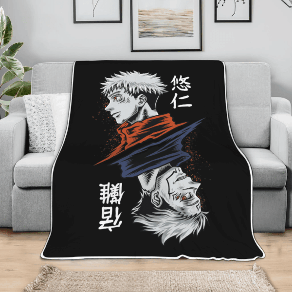 Plaid Sukuna and Yuji Itadori Jujutsu Kaisen Couverture Plaid Polaire Plaid Canapé – Image 3