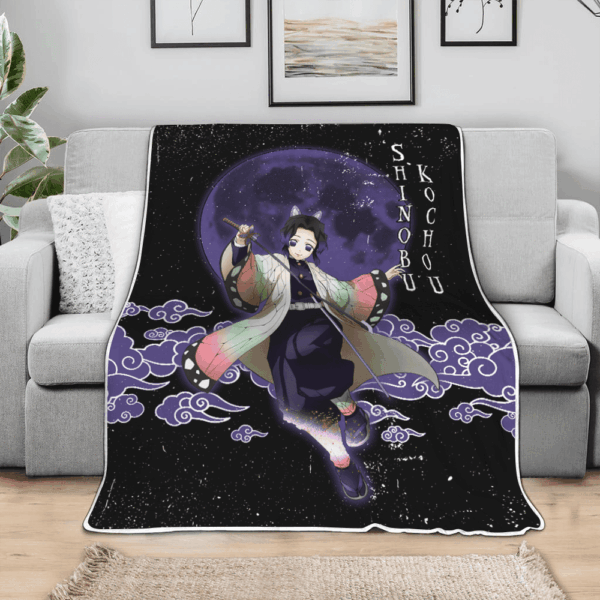 Plaid Shinobu Kochou Demon Slayer Couverture Plaid Polaire Plaid Canapé – Image 3