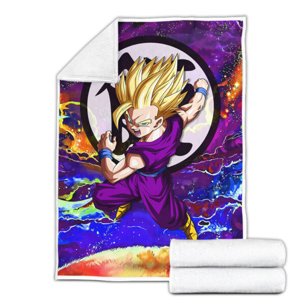 Plaid Gohan Super Saiyan Dragon Ball DBZ Couverture Plaid Polaire Plaid Canapé – Image 2