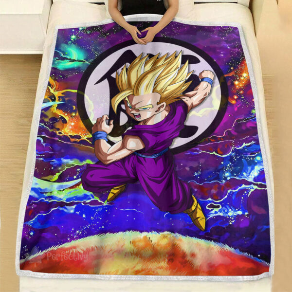Plaid Gohan Super Saiyan Dragon Ball DBZ Couverture Plaid Polaire Plaid Canapé – Image 3