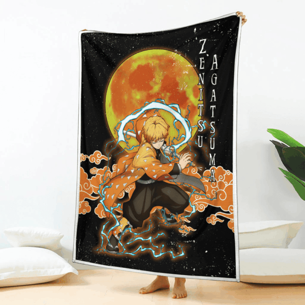 Plaid Zenitsu Agatsuma Demon Slayer Couverture Plaid Polaire Plaid Canapé – Image 2