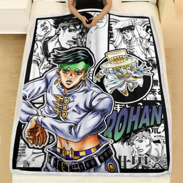 Plaid Rohan Kishibe JJBA JoJo's bizarre adventure Couverture Plaid Polaire Plaid Canapé – Image 2