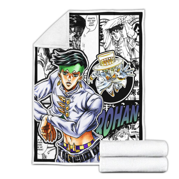 Plaid Rohan Kishibe JJBA JoJo's bizarre adventure Couverture Plaid Polaire Plaid Canapé – Image 3