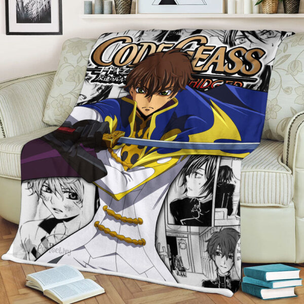 Plaid Suzaku Kururugi Code Geass Couverture Plaid Polaire Plaid Canapé – Image 2