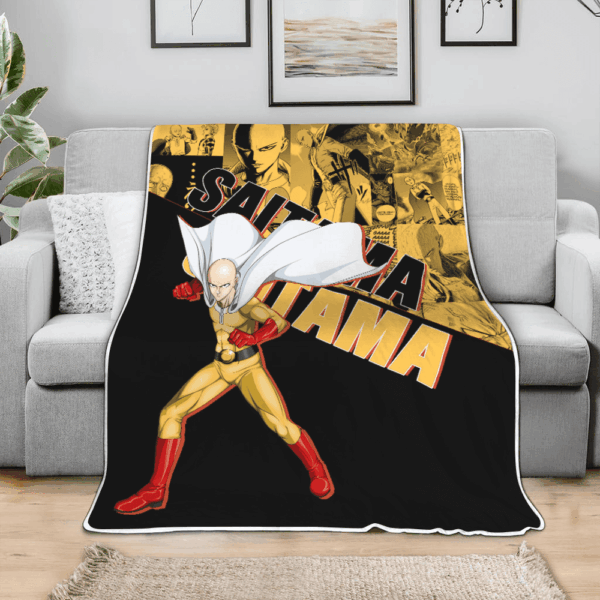 Plaid Saitama One Punch Man 02 Couverture Plaid Polaire Plaid Canapé – Image 3