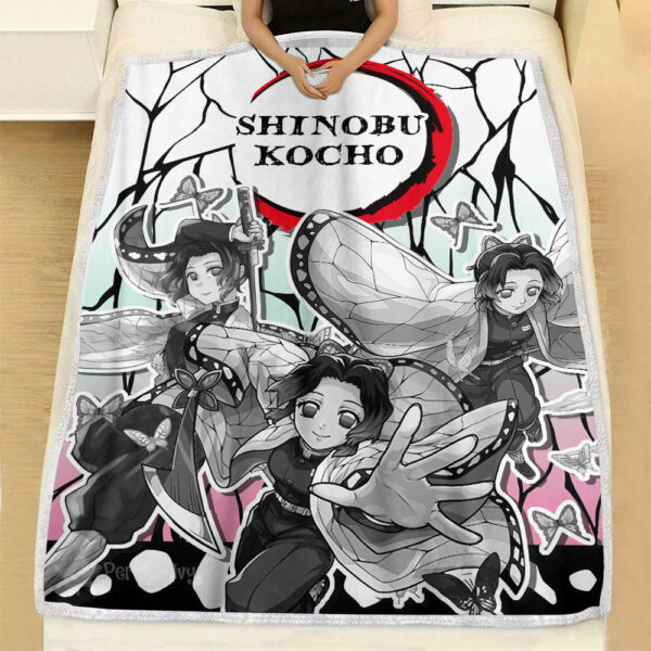 Plaid Shinobu Kocho Demon Slayer Couverture Plaid Polaire Plaid Canapé – Image 3