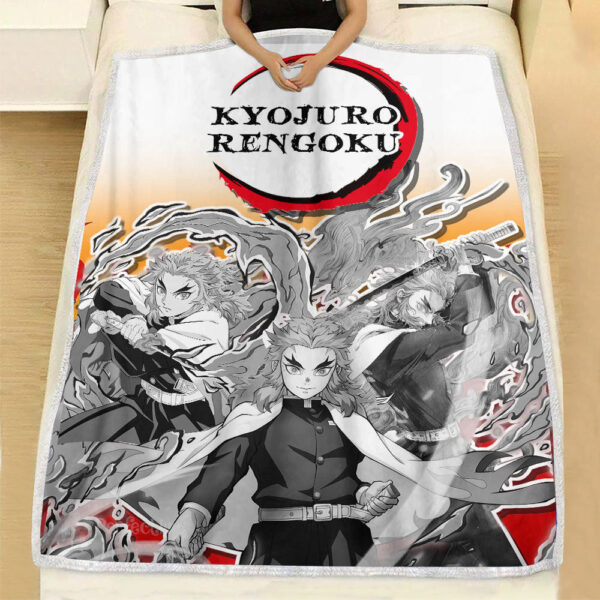 Plaid Rengoku Demon Slayer Couverture Plaid Polaire Plaid Canapé – Image 3