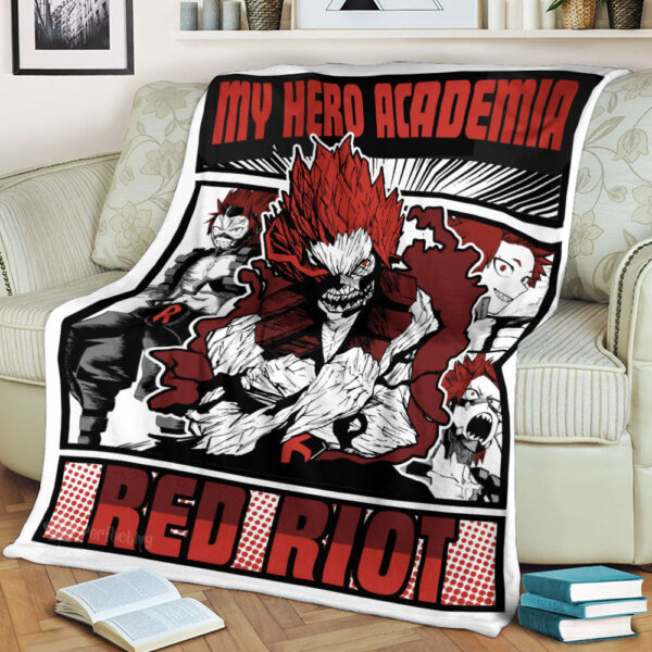 Plaid Red Riot Eijiro Kirishima My Hero Academia Couverture Plaid Polaire Plaid Canapé – Image 2