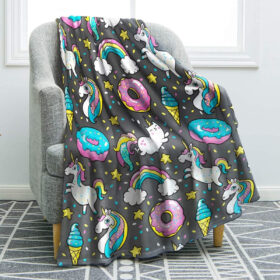 Plaid Licorne mignonne pour les enfants 3 Couverture Plaid Polaire Plaid Canapé