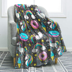 Plaid Licorne mignonne pour les enfants 3 Couverture Plaid Polaire Plaid Canapé