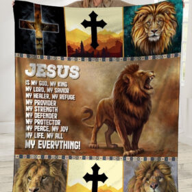 Plaid Jésus est mon Dieu mon roi Lion Croix pour le Christ chrétien Couverture Plaid Polaire Plaid Canapé