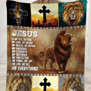 Plaid Jésus est mon Dieu mon roi Lion Croix pour le Christ chrétien Couverture Plaid Polaire Plaid Canapé
