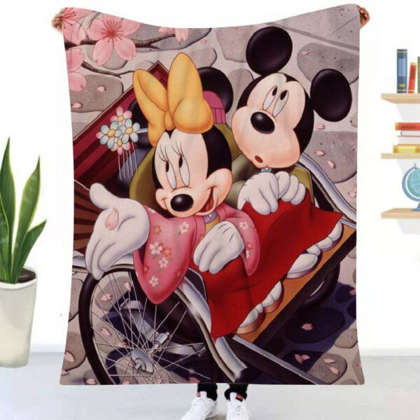 Plaid Mickey Mouse et Minnie Mouse Heureux 1002 Couverture Plaid Polaire Plaid Canapé – Image 2