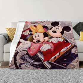Plaid Mickey Mouse et Minnie Mouse Heureux 1002 Couverture Plaid Polaire Plaid Canapé