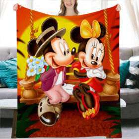 Plaid Mickey Mouse et Minnie Mouse Heureux 1006 Couverture Plaid Polaire Plaid Canapé