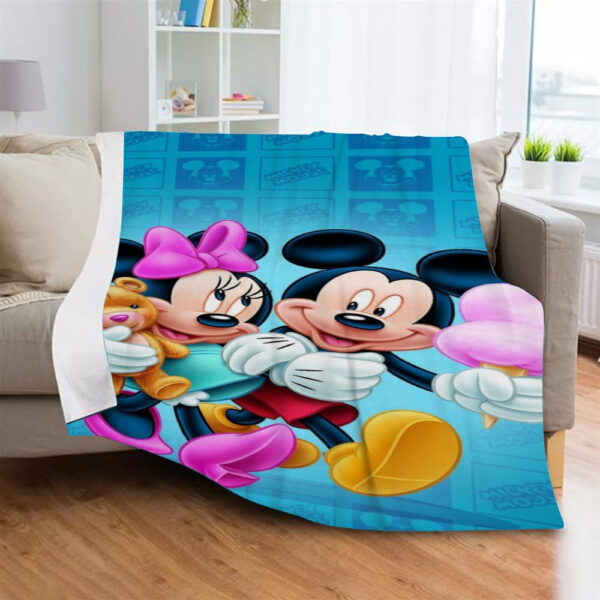 Plaid Mickey Mouse et Minnie Mouse Heureux 1004 Couverture Plaid Polaire Plaid Canapé – Image 2