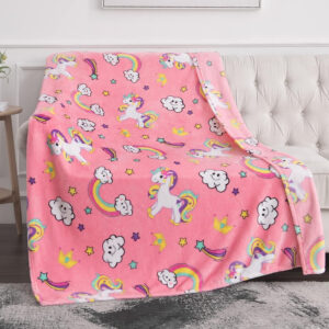 Plaid Licorne mignonne pour les enfants 2 Couverture Plaid Polaire Plaid Canapé
