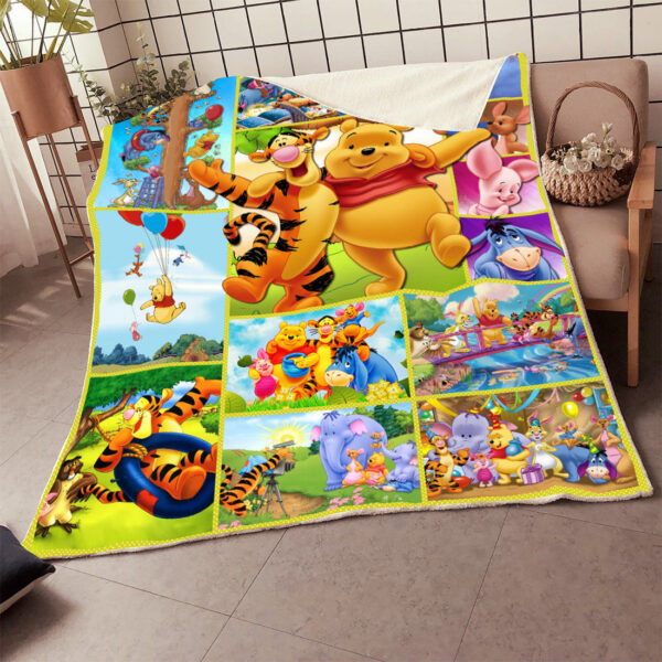 Plaid Winnie Pooh avec des amis Tigrou Porcinet Bourriquet Couverture Plaid Polaire Plaid Canapé – Image 2