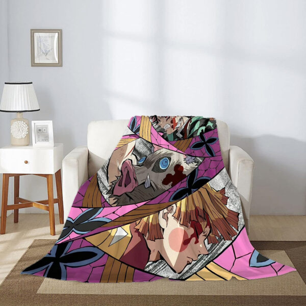 Plaid Demon Slayer Tanjiro Zenitsu Inosuke 1002 Couverture Plaid Polaire Plaid Canapé – Image 2